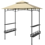 Grillpaviljong 240 x 150 x 257 cm vattentät flamskyddad trädgårdspaviljong med dubbeltak, sidohyllor, lusthus med UV-skydd, BBQ-