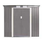 6 x 4 Double Door Metal Pent Shed (Light Grey)