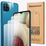 Wonantorna Tempered Glass Compatible with Samsung Galaxy A12/M12 Screen Protector, 3 Pack Screen Protector +2 Pack Camera Lens Protector, Glass Screen Protector Compatible with Samsung Galaxy A12/M12