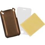 iPhone 3G/3Gs-kit med plastskal, skärmskydd och putsduk, metallic, brons