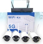 Kit de vidéosurveillance sans Fil Full HD 4 canaux WiFi à Distance IP 5G DVR NVR LAN