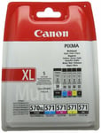 Genuine Canon PGI-570XLBK 7 CLI-571 BCMY Ink Cartridges Multipack Pack of 5