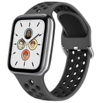 Strap compatible with Apple Watch Strap 38mm 42mm 40mm 44mm, Breathable Air hole Silicone Replacement Sport Accessory Wristband for iWatch SE Series 6 5 4 3 2 1 (Grey&Black, 38mm 40mm M/L)