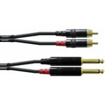 Câble adaptateur audio [2x Jack mâle 6.35 mm - 2x Cinch-RCA mâle] Cordial CFU1,5PC noir 1.50 m