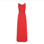 Almost Famous Womens Dress Maxi Gown Designer Embellished Coral Red 8uk Womens