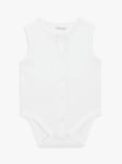 John Lewis Baby GOTS Organic Sleeveless Adaptive Bodysuit, White