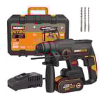 WORX NITRO Perforateur sans fil Brushless 20V WX381, 2J, 3 en 1, Perçage, Percussion, Burinage dans tous les matériaux, antivibrations, livré avec 1 Batterie 4Ah, Chargeur et Accessoires
