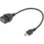 Cable USB 2.0 USB A femelle vers prise USB B micro male 0.15m - Noir