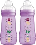 MAM Easy Active Baby Bottle with Medium Flow Size 2 Twin Pack 270ml Purple