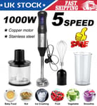 4 in 1 Electric Hand Blender Set Food Processor Mixer Whisk & Chopper Bowl 1000W