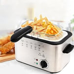 1.5L Deep Fat Fryer with Viewing Window, Stainless Steel Deep Fryer Safety Cut Out, Non-Slip, Easy Clean and Adjustable Temperature Control 1200W, Silver