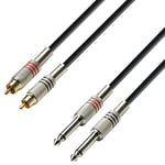 Adam Hall Cables 3 STAR TPC 0600 - Câble Audio 2 x RCA mâle vers 2 x Jack 6,35 mm mono 6 m