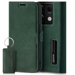 SURAZO Étui de Protection Fin magnétique pour Redmi Note 13 Pro 5G - en Cuir véritable - avec Compartiment pour Cartes - Protection RFID - À Rabat - Vert foncé