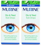 Murine Dry & Tired Eye Drops 15ml | Hydration | MAX ONE PER ORDER |  X 2