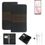 Wallet Case + headphones for Oppo A93s 5G Protective Cover Brown