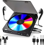Gueray Portable CD Player: Rechargeable, Dual Headphones, Anti-Skip, Travel.
