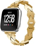 Abasic Watch Strap compatible with Fitbit Versa, Solid Stainless Steel Link Bracelet (Gold)