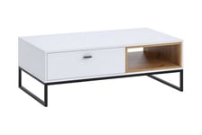 Sohvapöytä Kahambwe 120 cm Säilytyksellä Laatikko+Hylly - Valkoinen/Luonnonväri/Musta