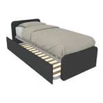 964R - Lit simple 80x190 avec deuxième lit gigogne et têtes de lit personnalisables - Basalto - Basalto