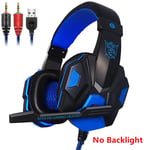 Casques de jeu filaires Casque supra-auriculaire avec micro Écouteurs stéréo Basses profondes pour ordinateur Xbox One PC Gamer-bleu sans rétroéclairage