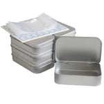 DARUITE Tins Container, 6 Pieces Hinged Metal Tins With Lids Rectangular Hinged Containers Mini Portable Storage Box Small Metal Boxes Tins Box for Home Organizer, 3.75 x 2.36 x 0.86 inch, Silver