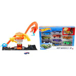 Hot Wheels Let's Race Netflix - City Toy Car Track Set, Pizza Slam Cobra Attack, Snake Tail Spiral Track with Randomizer, 1 Vehicle in 1:64 Scale, HTN81 & 54886 10 Car Pack Assortment (Pack May Vary)