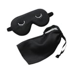 INF Brodeerattu silkkimäinen Sleep Blackout -silmämaski, jossa säilytyskangaspussi Musta