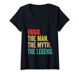 Womens Mens Hugo The Man The Myth The Legend Personalized Funny V-Neck T-Shirt