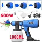 600W 1000ml Electric Paint Sprayer/Spray Gun For Painting Fences, Decking, Walls
