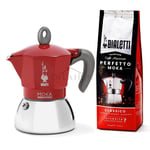 Bialetti Moka Induction 6 Cup with Coffee - Espresso Maker - Aluminium - Red