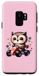Galaxy S9 Adorable Owl Riding Go-Kart Cute On Pink Case