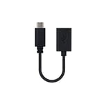 Nanocable 10.01.2400 - Câble 3A USB-C OTG USB 2.0, mâle-Femelle, Noir, 15cm