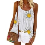 Womens Strappy Flared Sleeveless Swing Daisy Vest Red S