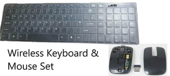 Black Wireless Keyboard with Number Pad & Mouse for Samsung UE32F4500 Smart TV