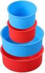 fanshiontide 4 Pcs Silicone Cake Moulds Tins Red and Blue Round Cake Pan Set 4"