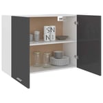 Tidyard Kitchen Cabinet Wall Cabinets Unit Storage Organizer Furniture High Gloss Grey 80x31x60 cm Chipboard