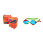 Zoggs Roll-Ups Armbands, Confidence Building Arm Bands, Safe Zoggs Swimming armbands, Starter Swimming Floats, 1-6 years & Baby Little Flipper Swimming Goggles, Blue/Green/Orange, 0-6 Years