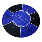 Portable Round Poker Table Mat Flannel Surface Texas Hold Em Poker Mat with Carry Tube for Family Party Games Poker Accessories,Blue