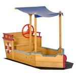 Kids Wooden Sandbox, with Canopy Bench Seat Storage Space, Aged 3-8 Year