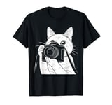 Cat With Camera Photographer Funny Cute Kawaii Photography T-Shirt