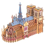 KTYRONE 3D Puzzles en Bois Notre Dame cathédrale découpe Laser Bricolage Puzzle Woodcraft Kit d'assemblage Jouets éducatifs pour Enfants avec 216 pièces pièces