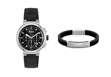 BOSS Watches and Jewelry Chronograph Watch and Black Silicone Bracelet for Men
