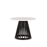 Fan Small Black Side Table, Rund toppskiva i marmor Ø60 - Vit