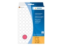 HERMA - Permanent adhesive fluorescent matte paper labels - rouge - diamètre 13 mm 1848 étiquette(s) ( 24 feuille(s) x 77 )