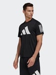 adidas Plus Size 3 Bar T-Shirt - Black, Black, Size 2Xl, Men