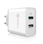 Ugreen Quick Charge 3.0 2x USB-väggladdare 30W 3A - Vit (30922)