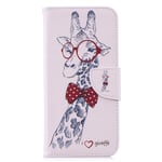 Huzhide Samsung Galaxy A40 2019 Phone Case, PU Leather Wallet Phone Case Flip TPU Shockproof Shell Slim Fit Protective Cover for Samsung A40 2019 with Stand Card Holder Magnetic Closure - Giraffe