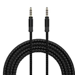 Tec-Digi 3.5mm Aux Audio Cable 3.5 mm Jack Male to Male Gold Plated Stereo Aux Cable Cotton Braid externally Lead Braided for Car Stereos, Smartphone, Speaker, Headphone(1.5m), Black