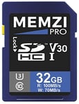 MEMZI PRO 32GB SDHC Memory Card for Nikon D5000, D3000, D300s, D90, D80, D60, D40x, D40 DSLR Digital Cameras - High Speed Class 10 UHS-1 U3 V30 100MB/s Read 70MB/s Write 4K 3D Recording