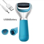 Elektrisk fotfilsmaskin, hårborttagningsverktyg för död hud, blått USB-batteri -KU2404